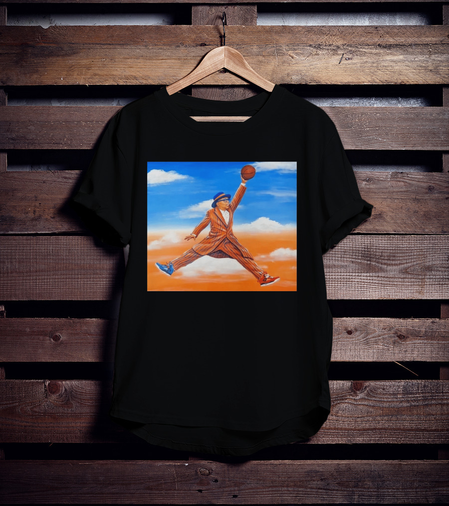 Spike Lee Jumping Basketball Air Jordan Jumpman Striped Suit Sky Sneakers T-Shirt