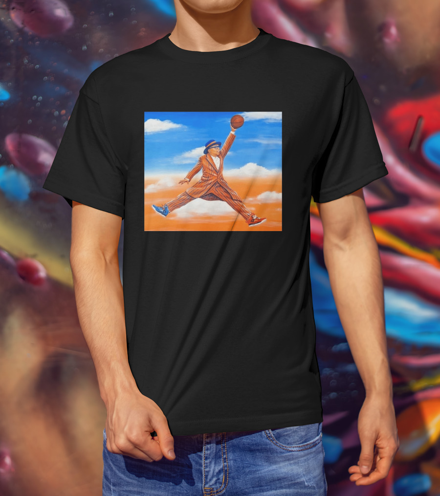 Spike Lee Jumping Basketball Air Jordan Jumpman Striped Suit Sky Sneakers T-Shirt