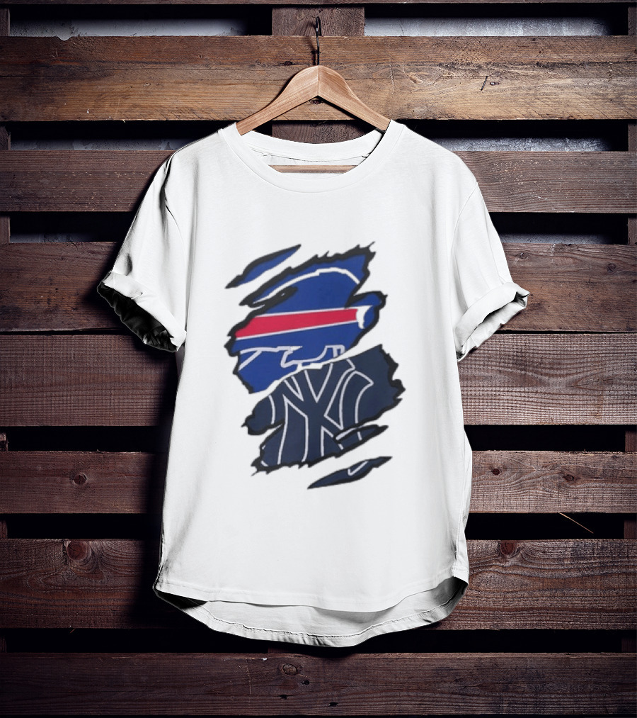 Buffalo Bills New York Yankees Split Collaboration Beneath The Surface T-Shirt
