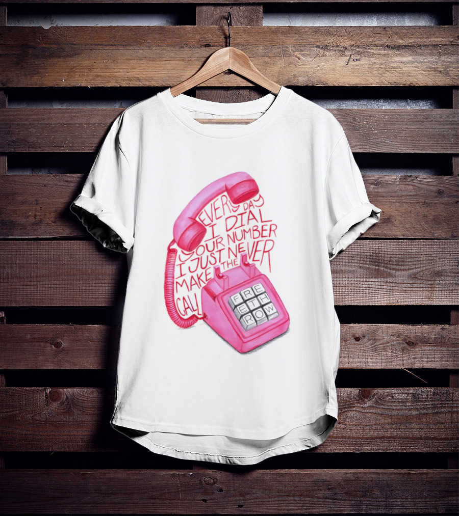 Every Day I Dial Your Number I Just Never Make The Call Retro Pink Telephone T-Shirt
