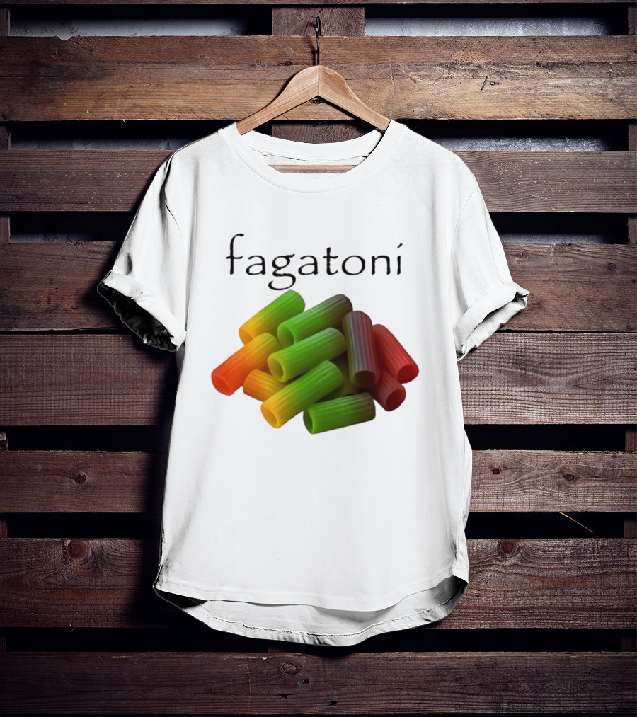 Fagatoni Rainbow Rigatoni Pasta Food Joke Pun LGBTQ+ Pride Humor T-Shirt