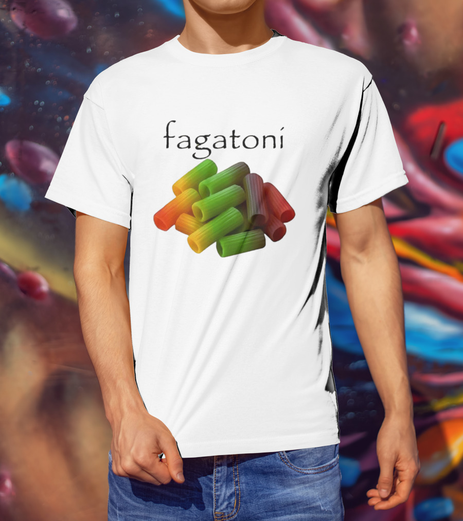 Fagatoni Rainbow Rigatoni Pasta Food Joke Pun LGBTQ+ Pride Humor T-Shirt