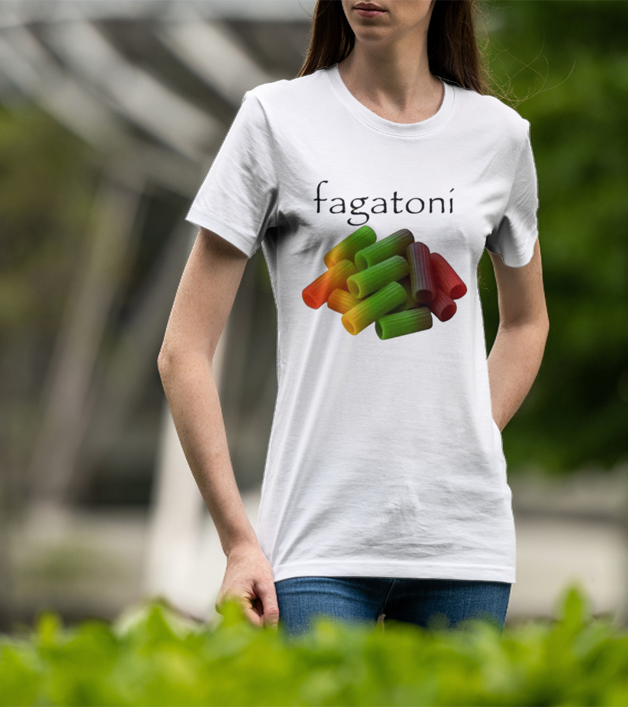Fagatoni Rainbow Rigatoni Pasta Food Joke Pun LGBTQ+ Pride Humor T-Shirt