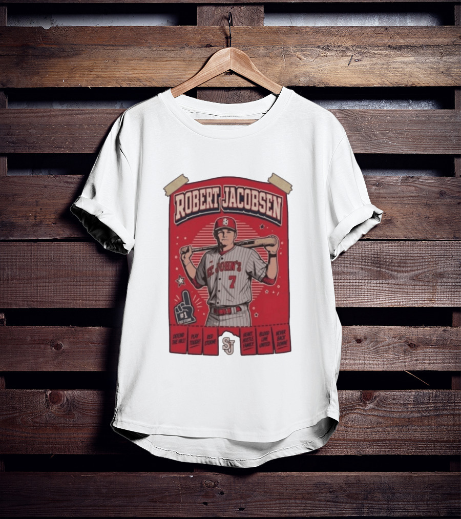 Robert Jacobsen St John's 7 Red Storm Defend The Hill Play Tough Blood Line United T-Shirt