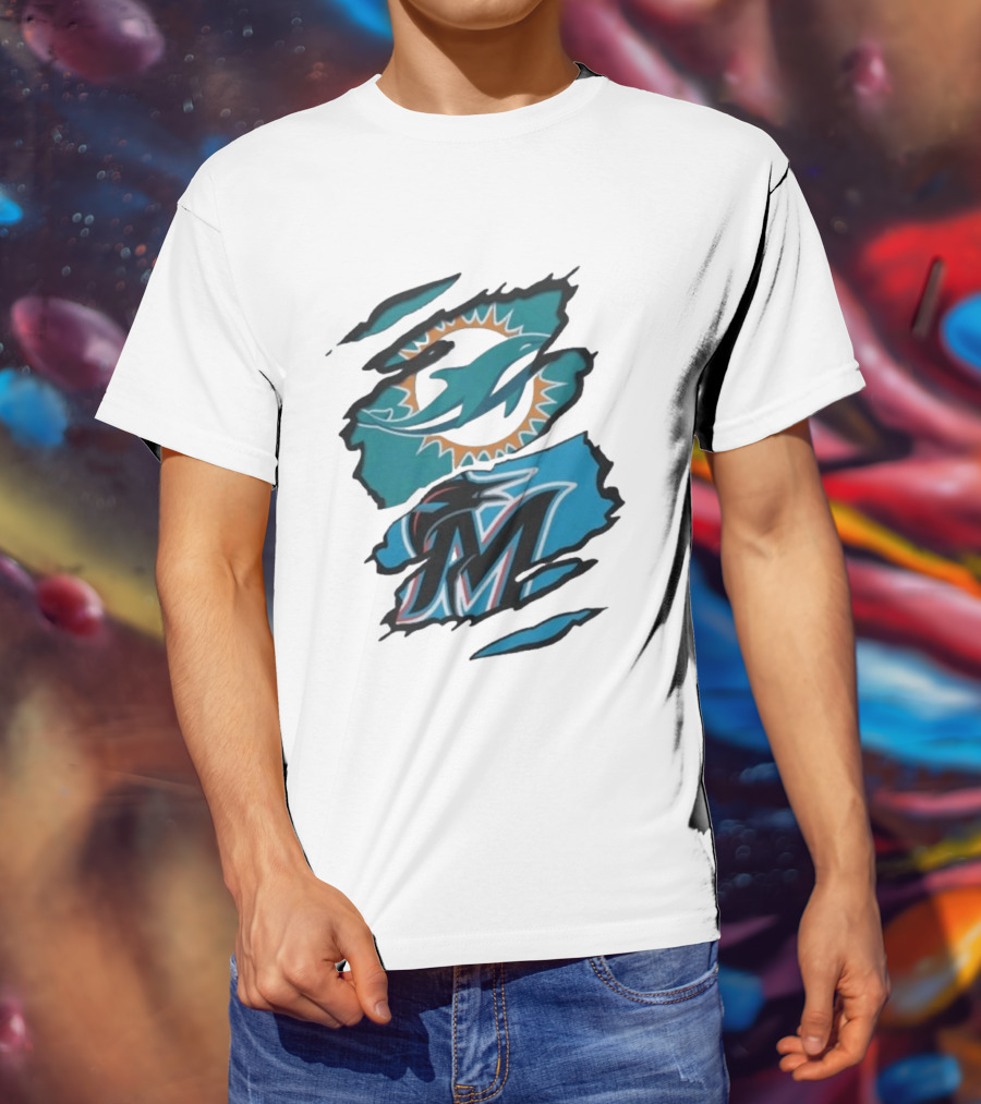Miami Dolphins Marlins Beneath The Surface NFL MLB T-Shirt