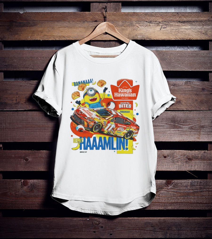 Minions Bananaa With Denny Hamlin King's Hawaiian Shake 'n Bites Racing 2026 T-Shirt