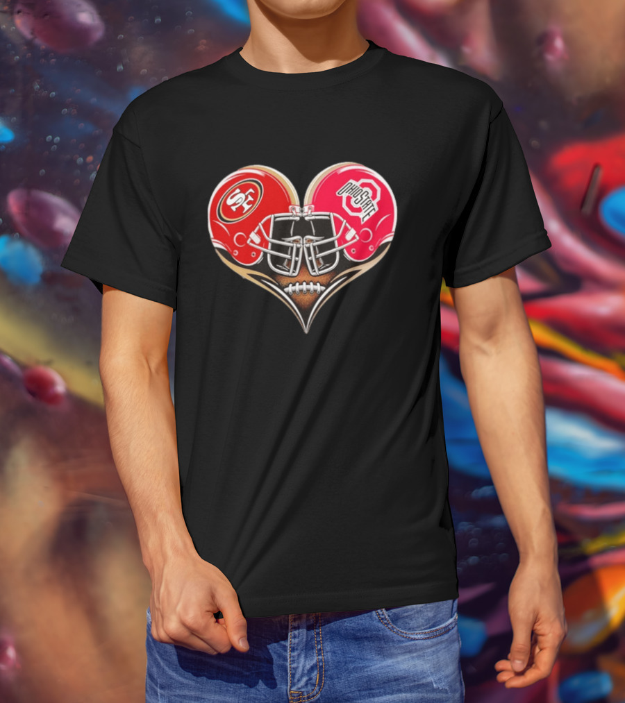 49Ers Ohio State Buckeyes Helmet Heart Love T-Shirt