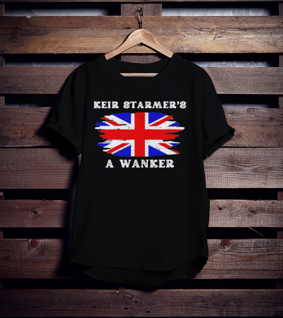 Keir Starmer's A Wanker Union Jack Flag British Political Satire T-Shirt