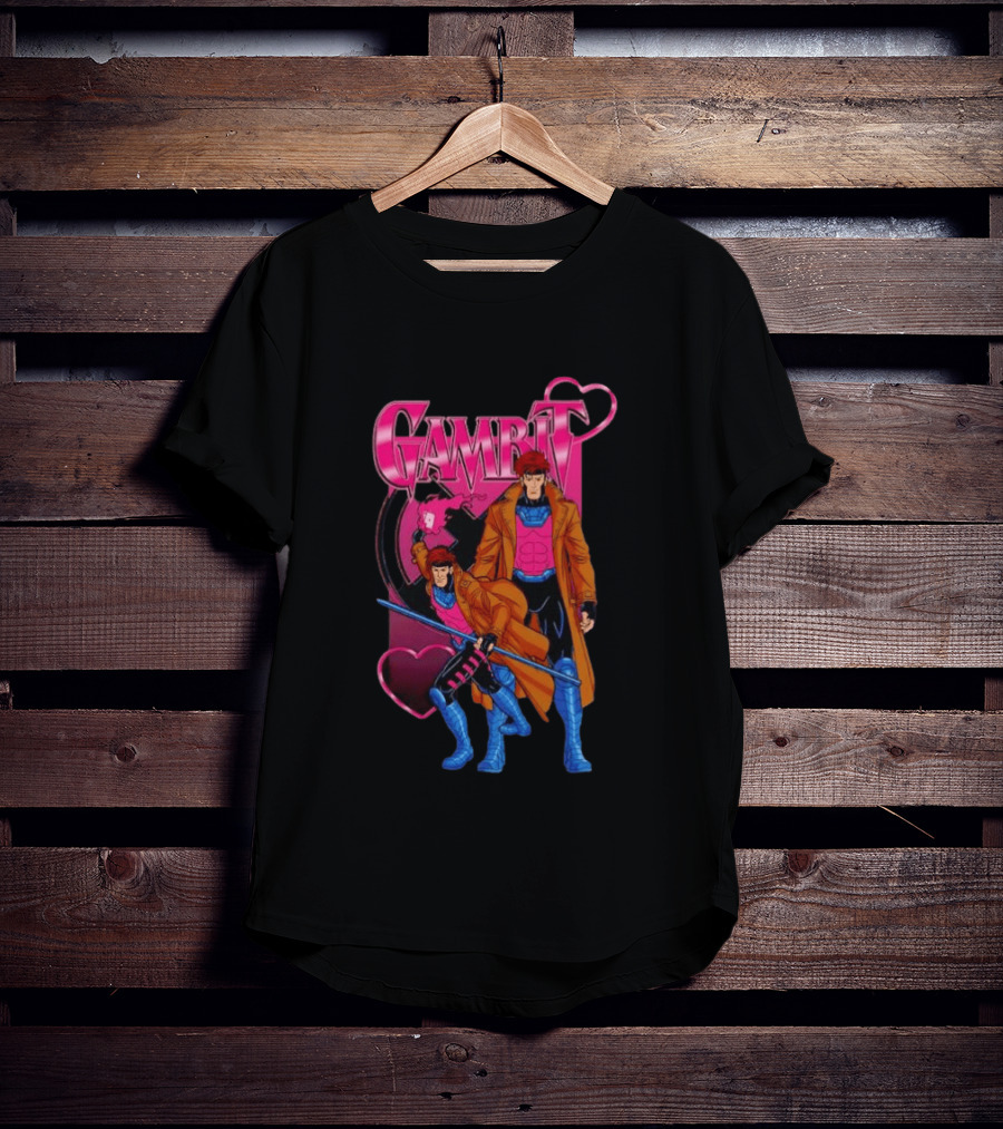 Gambit X Men Marvel Comics Character Playing Cards Hearts And Staff T-Shirt