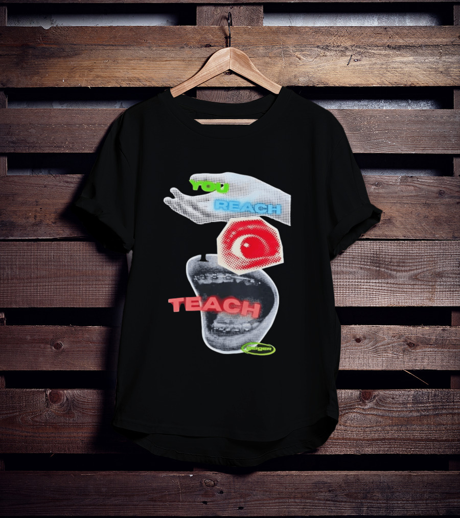 Geiger You Reach I Teach Hand Eye Mouth Collage T-Shirt