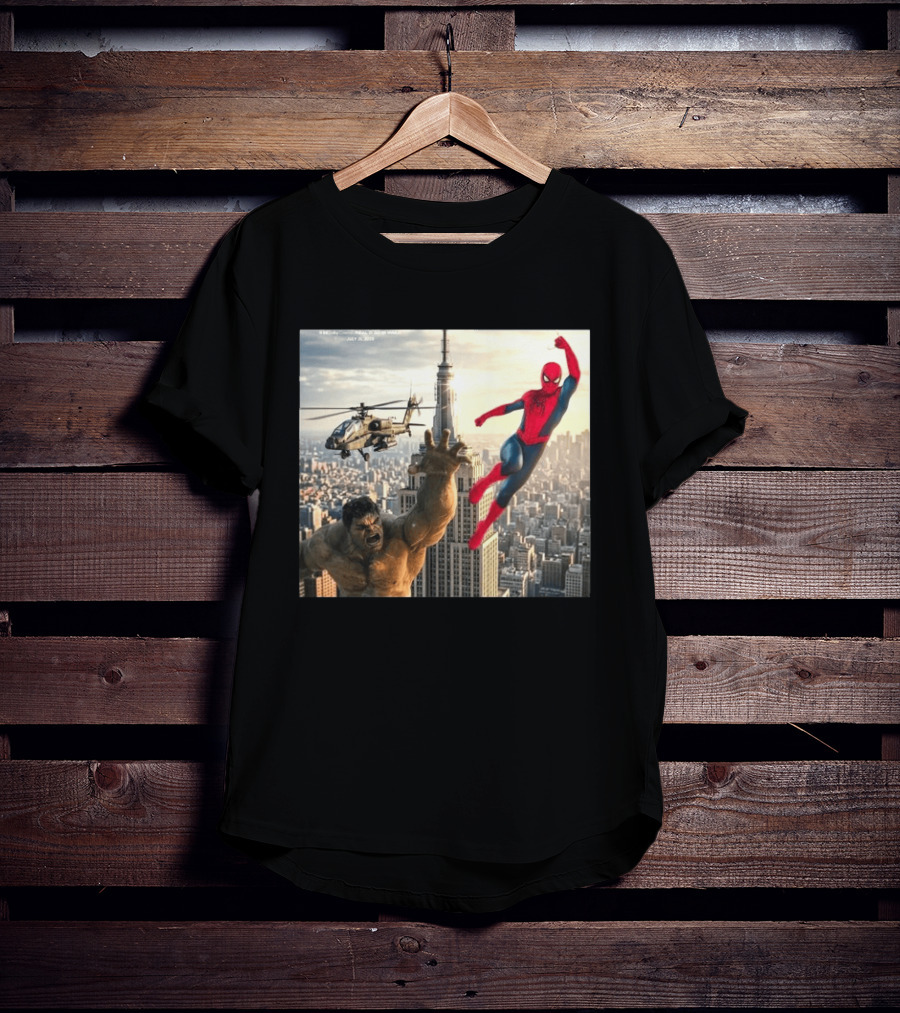 Brand New Day Spider Man And Hulk In Epic New York Battle Scene T-Shirt