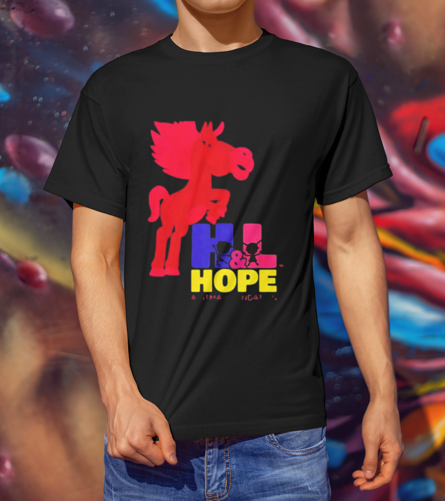 HL Hope GTMA Foundation Red Horse And Colorful Letters T-Shirt