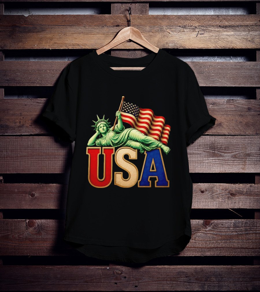 Statue Of Liberty USA Flag Patriotic T-Shirt