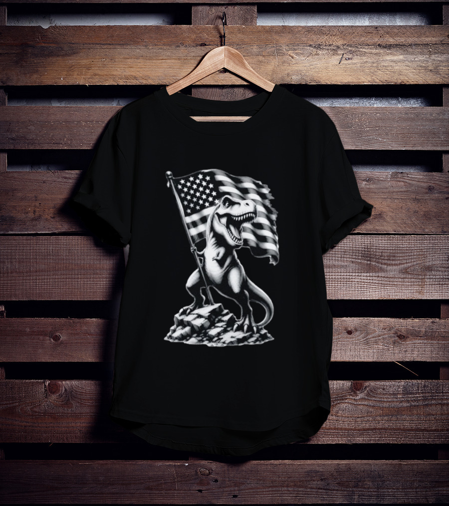 Tyrannosaurus Rex American Flag Patriotic Dinosaur Fan T-Shirt