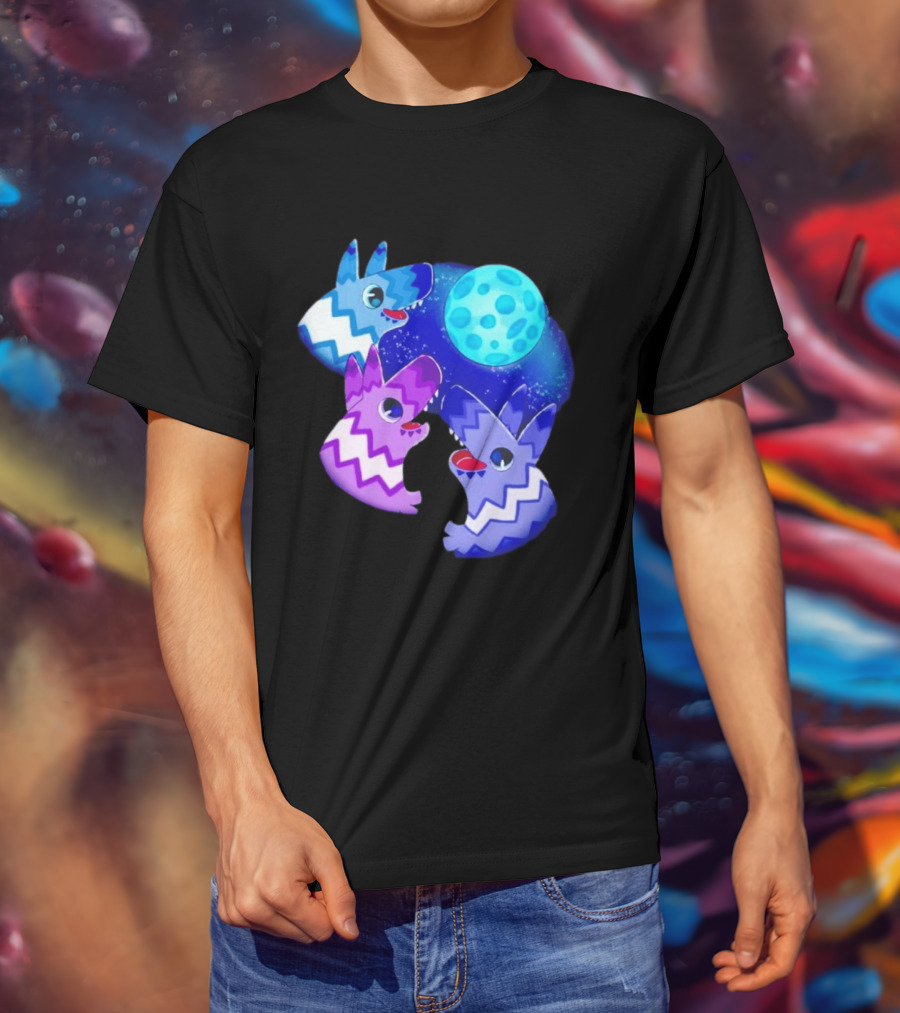 Pinata Dogs Howling At The Moon Blue Zigzag T-Shirt