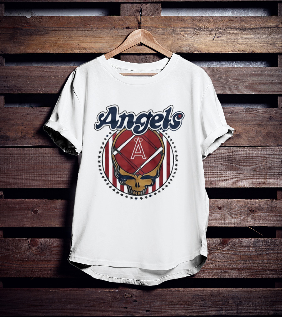 Los Angeles Angels Grateful Dead Steal Your Face Baseball Angels Skull T-Shirt