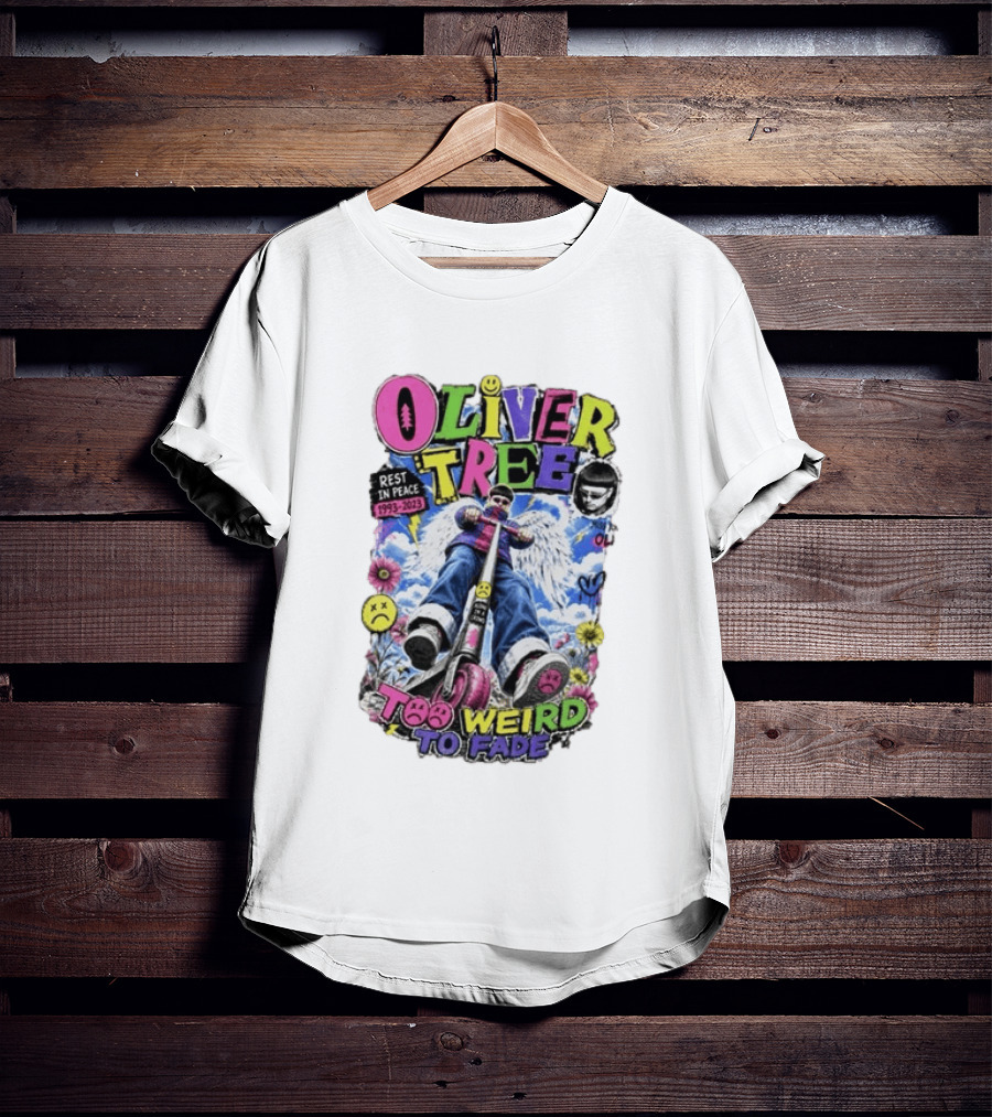 Oliver Tree Rest In Peace 1993 2023 Too Weird To Fade Angel Wings Scooter Floral T-Shirt