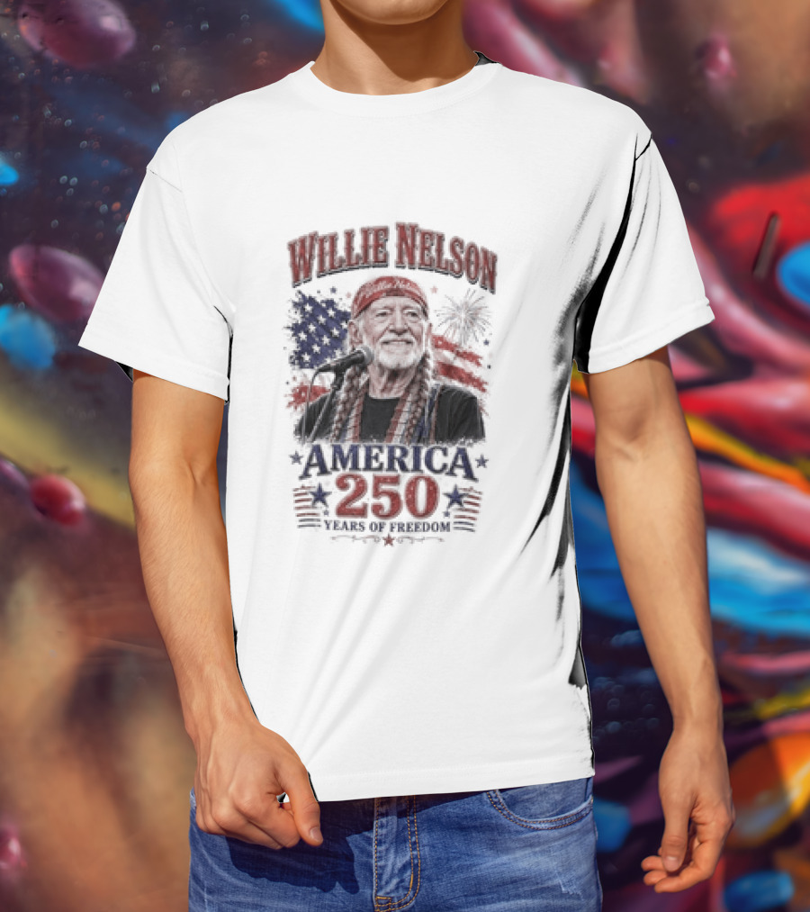 Willie Nelson America 250 Years Of Freedom Stars And Stripes Celebration T-Shirt