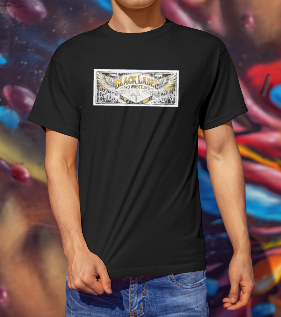 Black Label Pro Wrestling Winged Ring Fans Indie Wrestling T-Shirt