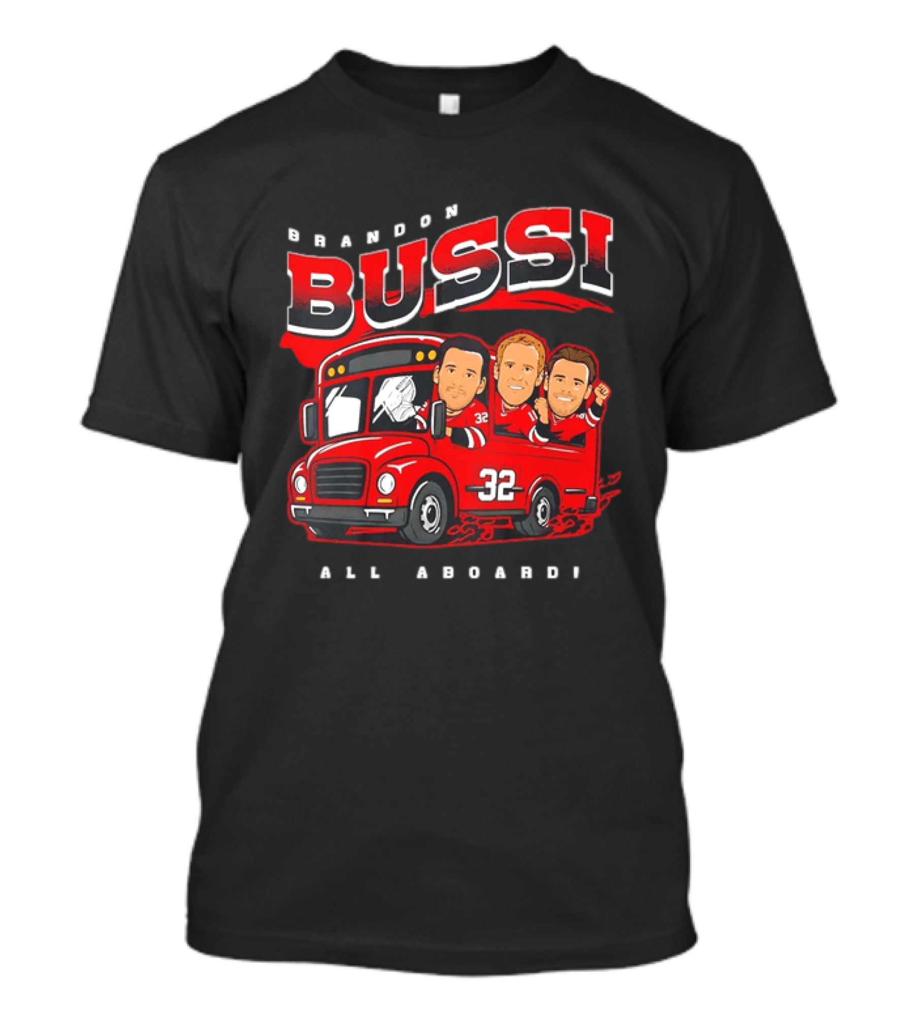 Brandon Bussi All Aboard 32 Boston Bruins Bus T-Shirt
