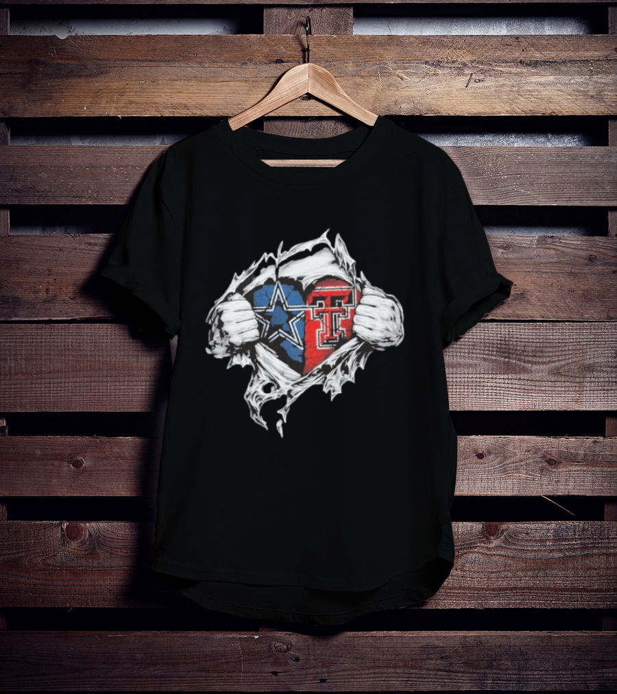 Cowboys Texas Tech Ripped Heart T-Shirt