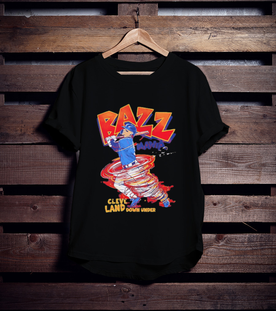 Bazz Mania Cleveland Down Under Travis Bazzana Batting Baseball T-Shirt