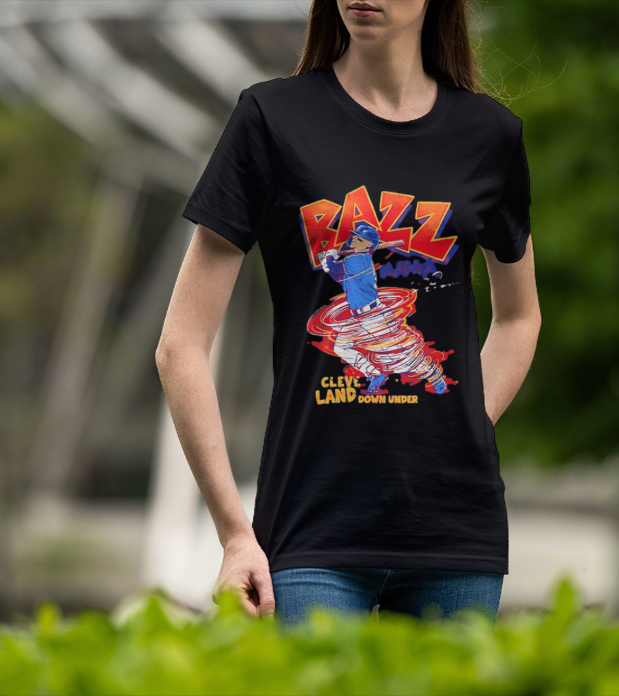 Bazz Mania Cleveland Down Under Travis Bazzana Batting Baseball T-Shirt