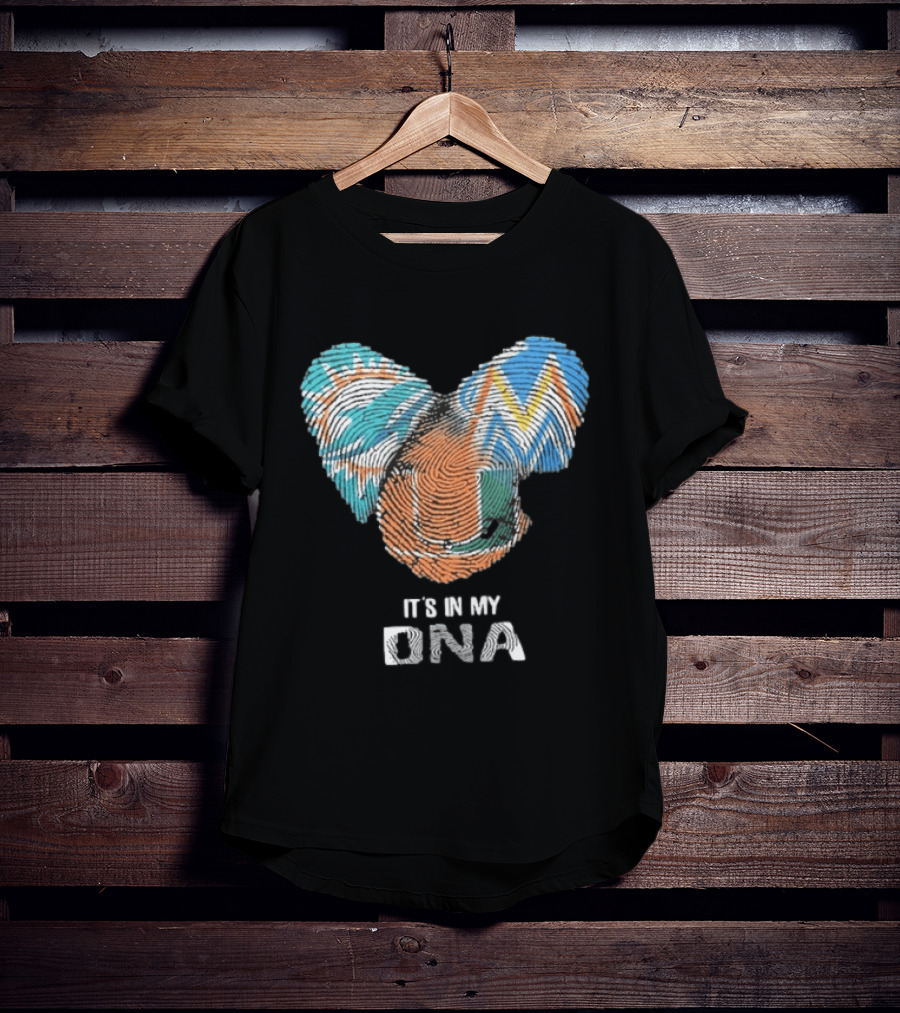 Dolphins Marlins Hurricanes It's In My DNA Fingerprint T-Shirt