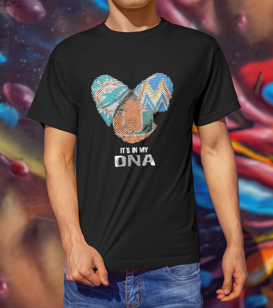Dolphins Marlins Hurricanes It's In My DNA Fingerprint T-Shirt