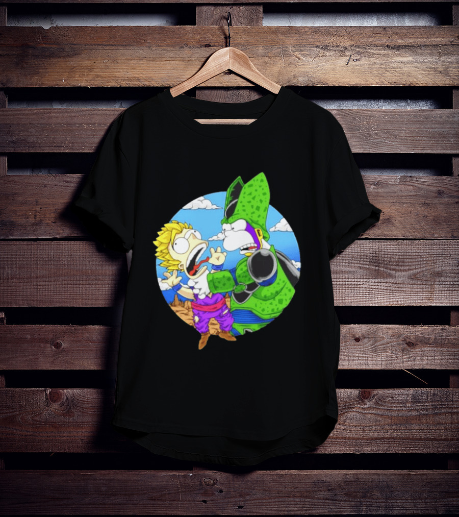 Gohan Cell Dragon Ball Z Bart Homer Simpson Mashup Clash T-Shirt
