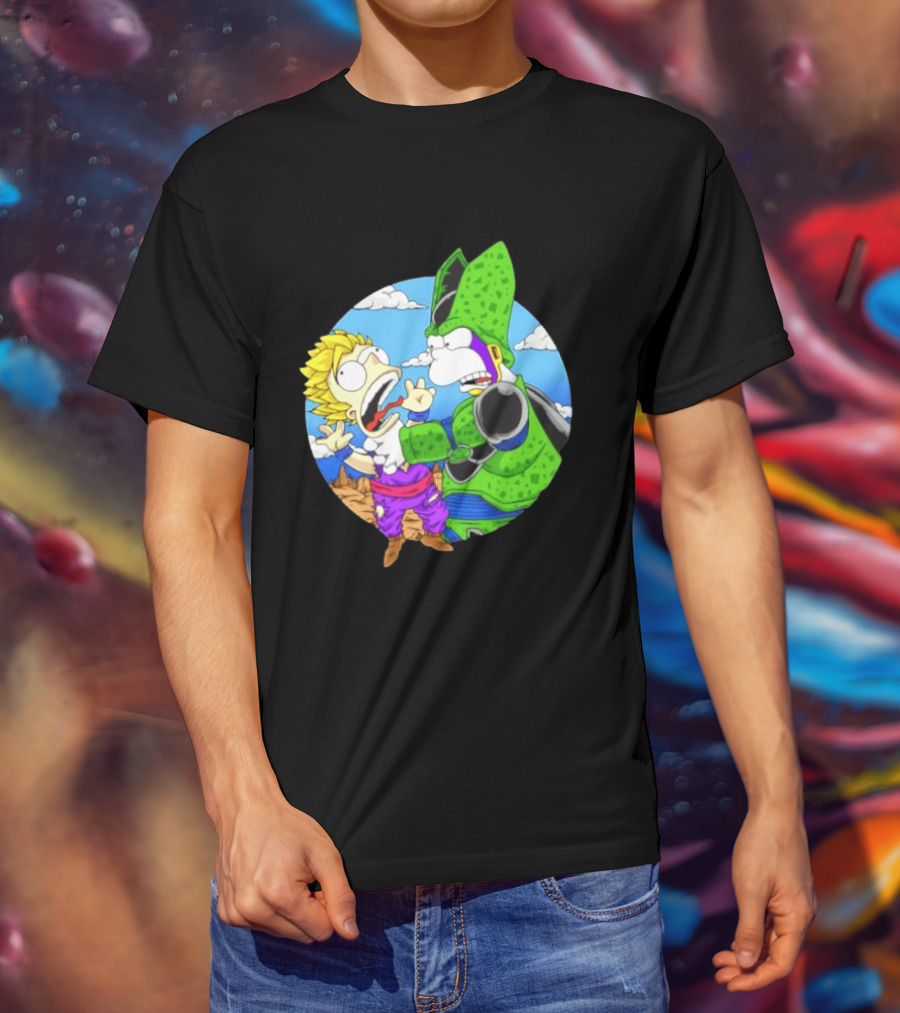 Gohan Cell Dragon Ball Z Bart Homer Simpson Mashup Clash T-Shirt