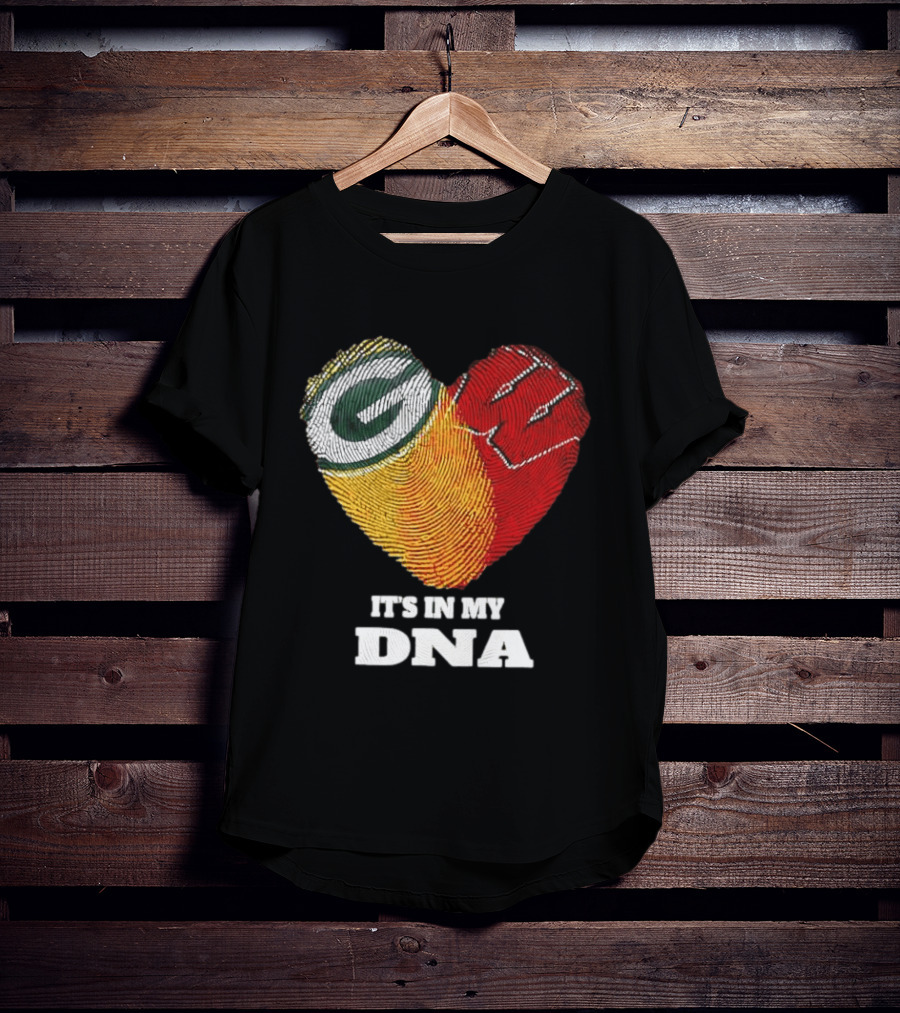 Green Bay Packers It's In My DNA Heart Fingerprint T-Shirt