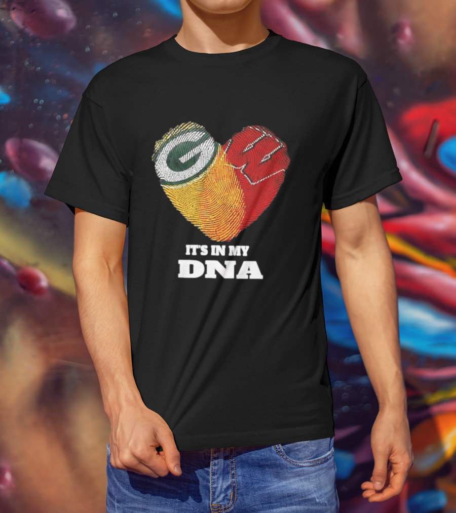 Green Bay Packers It's In My DNA Heart Fingerprint T-Shirt