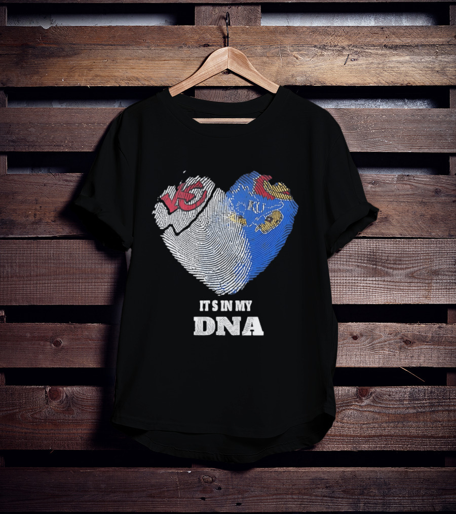 Kansas City Chiefs KU Jayhawks It's In My DNA Heart Fingerprint T-Shirt