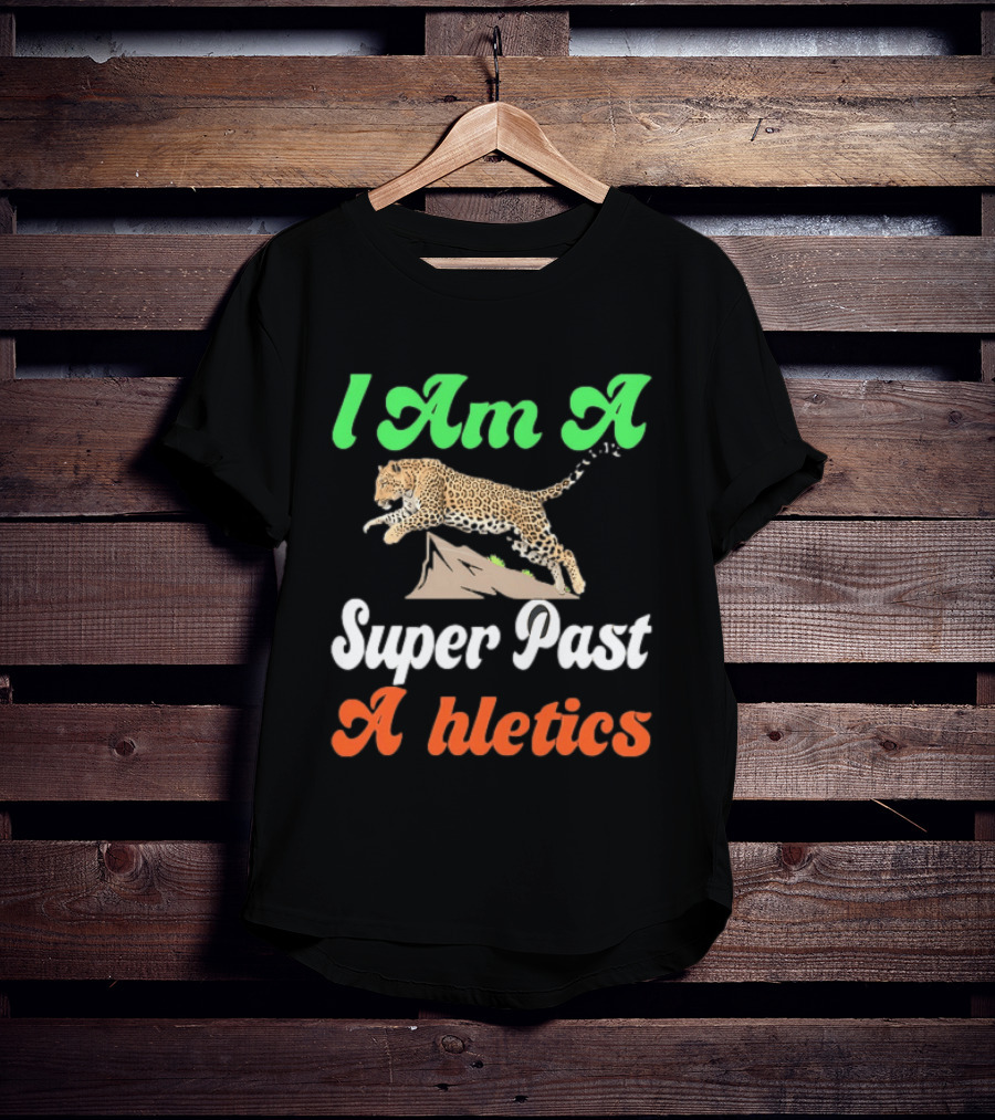 I Am A Super Past Athletics Leopard Running T-Shirt