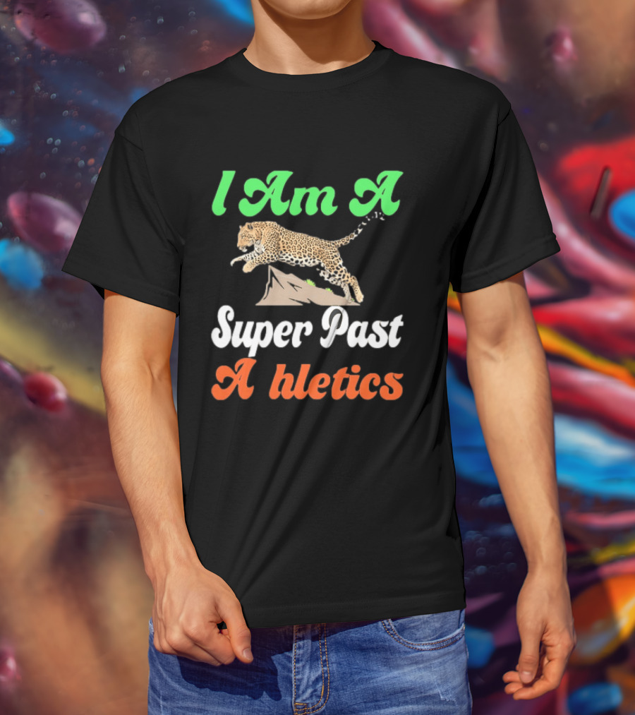 I Am A Super Past Athletics Leopard Running T-Shirt