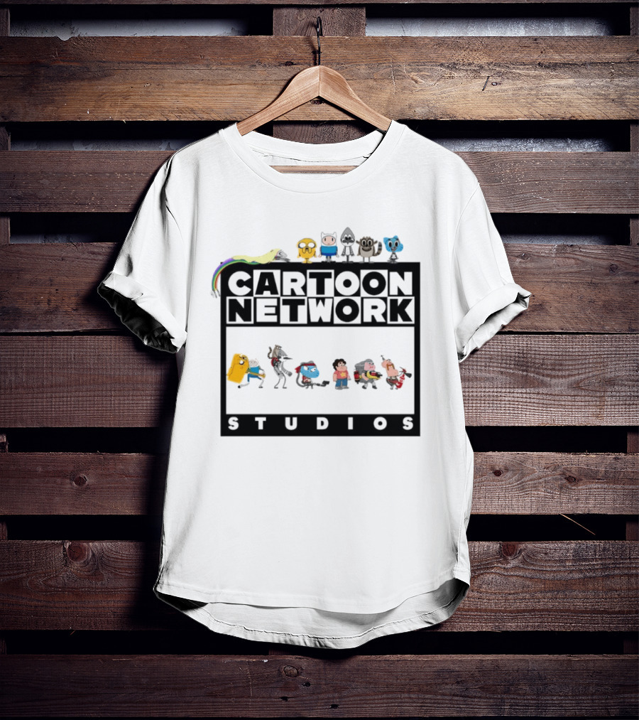 Cartoon Network Studios Finn Jake Mordecai Rigby Gumball Steven Clarence Uncle Character Collage T-Shirt