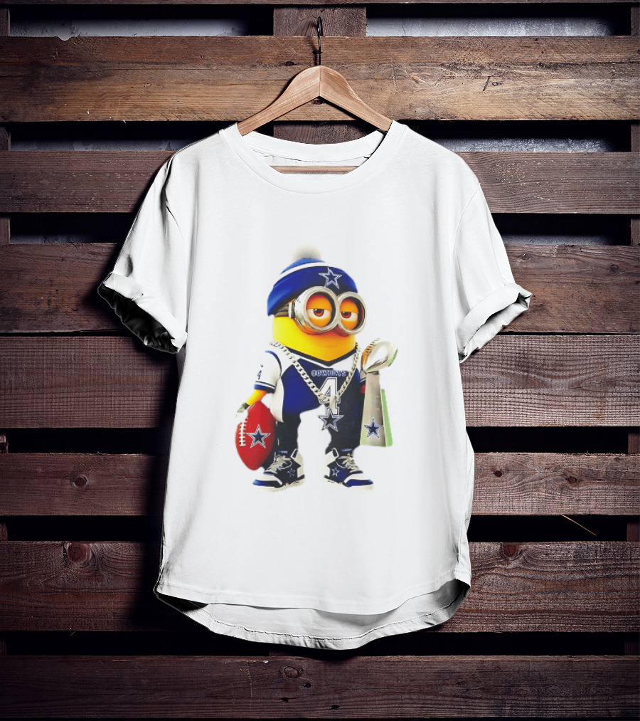 Dallas Cowboys Minion With Lombardi Trophy And Football T-Shirt