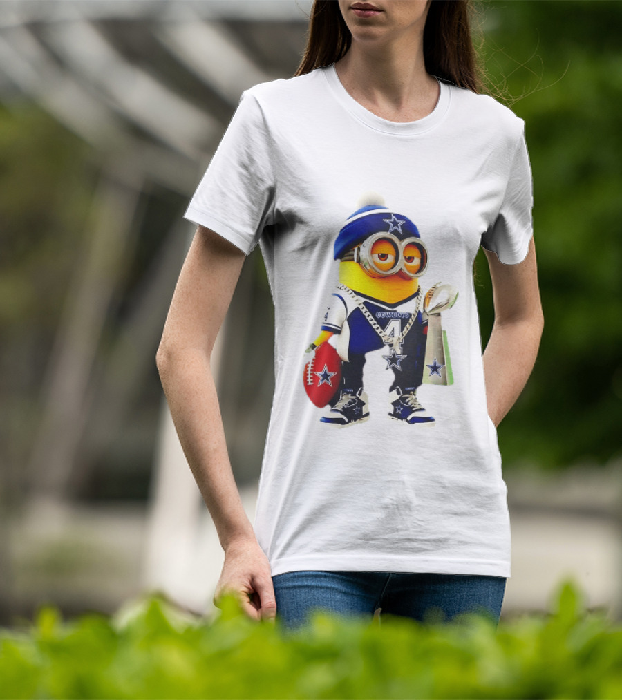 Dallas Cowboys Minion With Lombardi Trophy And Football T-Shirt