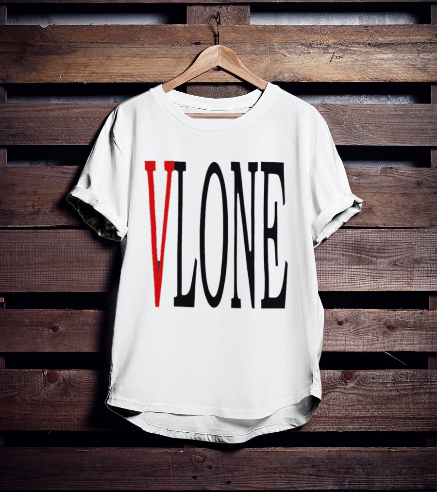 Vlone Logo Red V Black Font Streetwear Fashion T-Shirt