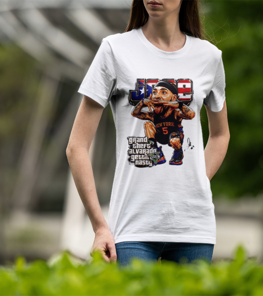 Grand Theft Alvarado New York Knicks Gettin Nasty Caricature T-Shirt