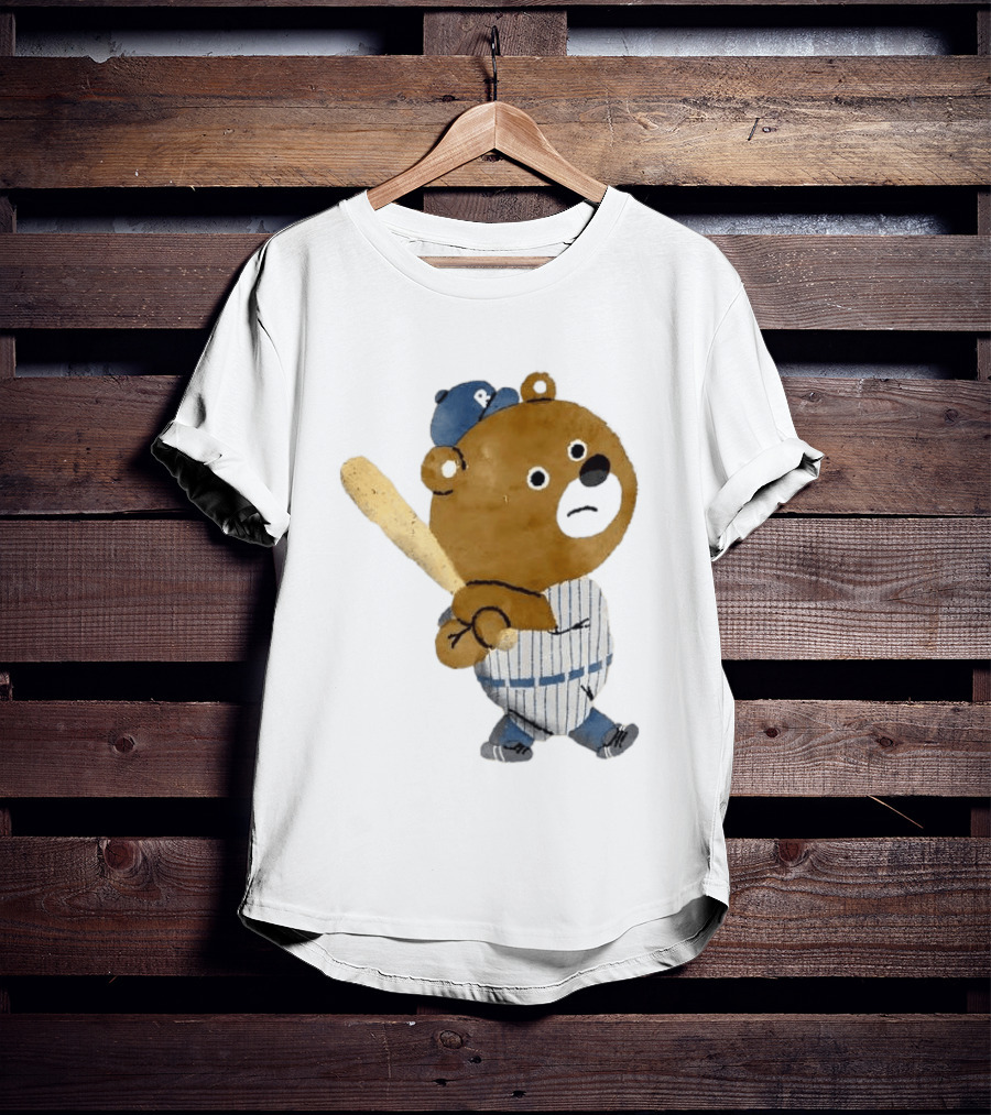 Kuma Bear Takuto Nakagawa Baseball Player Character In Striped Uniform T-Shirt