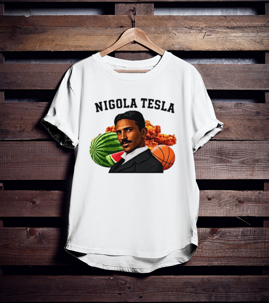 Nigola Tesla Watermelon Fried Chicken Basketball Fusion T-Shirt