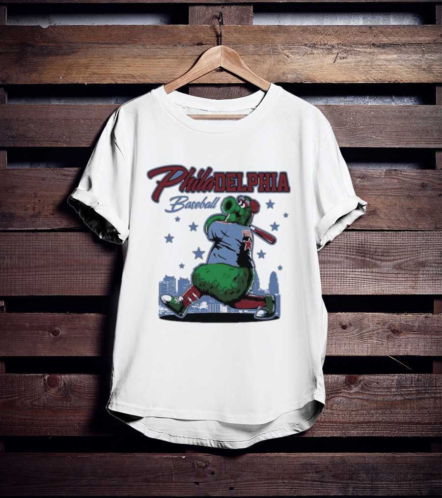 Phillie Phanatic Philadelphia Baseball Phillies MLB Skyline Stars T-Shirt
