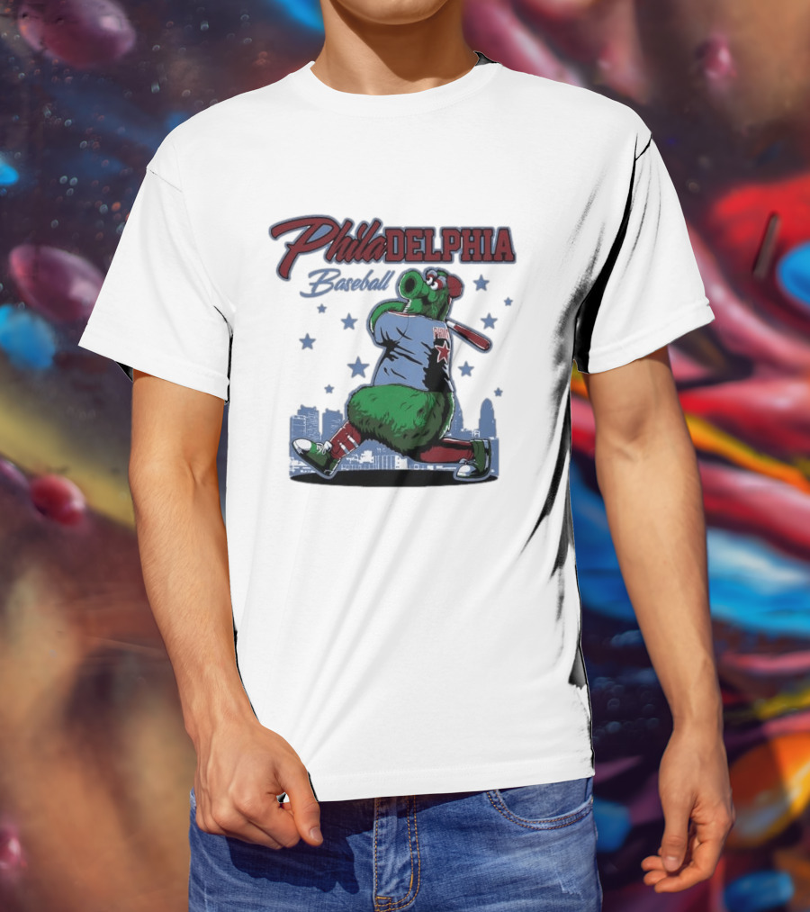 Phillie Phanatic Philadelphia Baseball Phillies MLB Skyline Stars T-Shirt