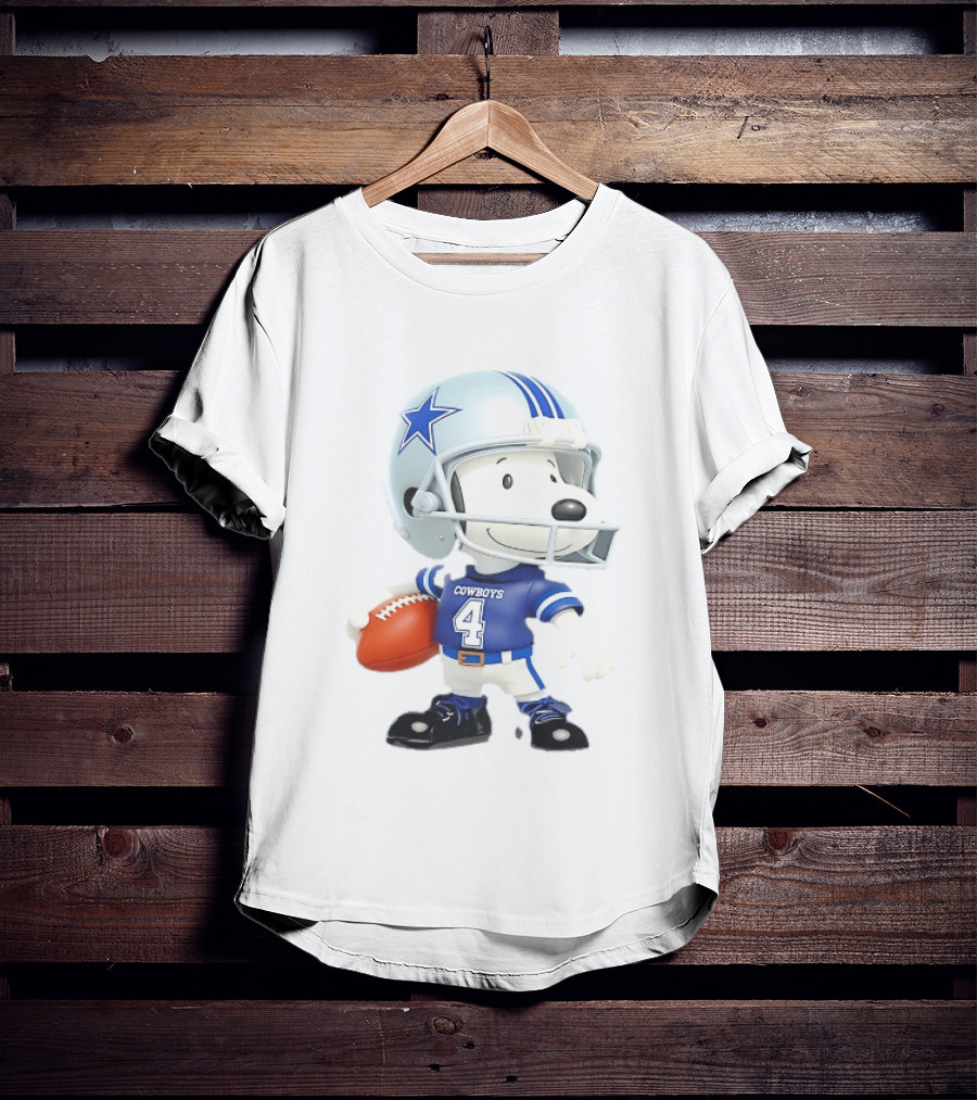 Peanuts Snoopy Cowboys Football Player 4 Helmet Dallas Fan Gear T-Shirt