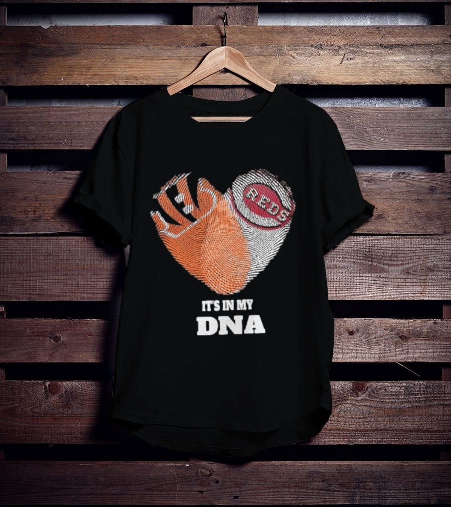 Bengals Reds It's In My DNA Handprint Football Baseball Fan Gear T-Shirt
