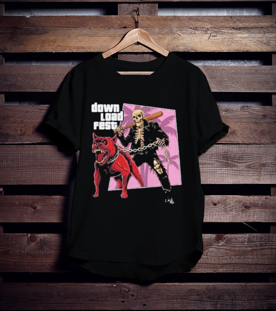 Download Fest Skeleton With Dog Baseball Bat June 2026 Grand Fest Auto GTA T-Shirt