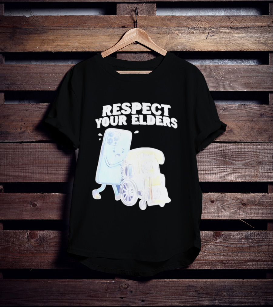 Respect Your Elders Smartphone And Vintage Telephone T-Shirt