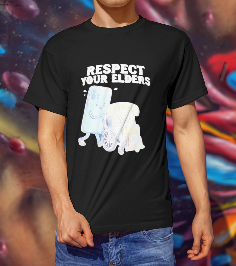 Respect Your Elders Smartphone And Vintage Telephone T-Shirt